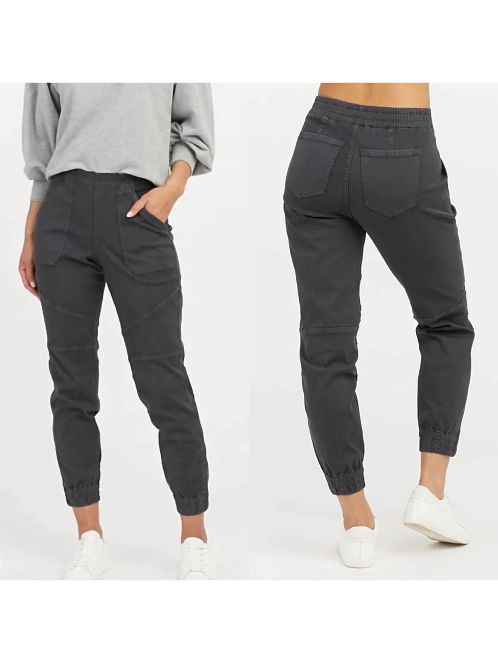 Spanx Stretch Twill Cargo Jogger Gray Medium